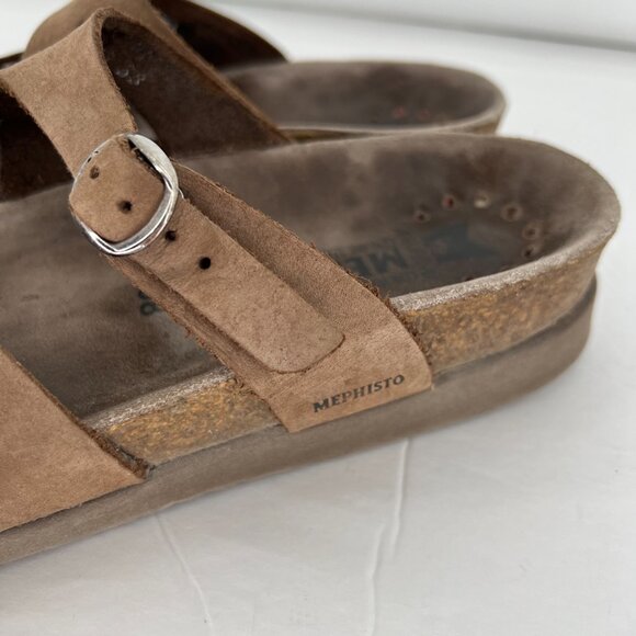 Mephisto‎ Hannel Slide Sandals Womens EU 38 US 8 Brown Leather Double Strap - Picture 2 of 12